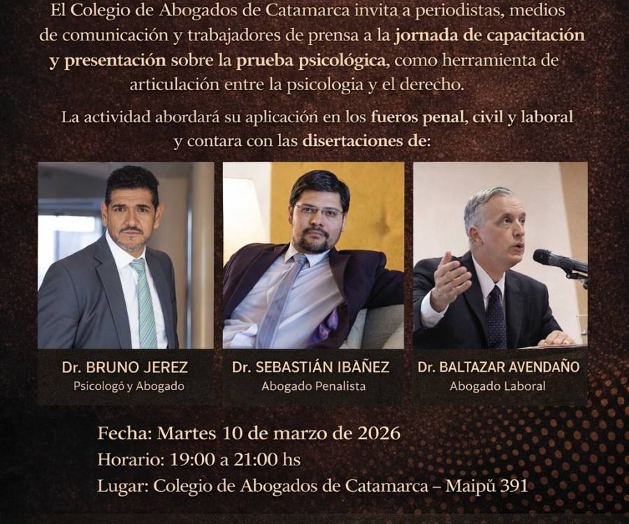  Invitación a Jornada de Formación e Intercambio: “La Prueba Psicológica. Oportunidad, Método y Conveniencia”.